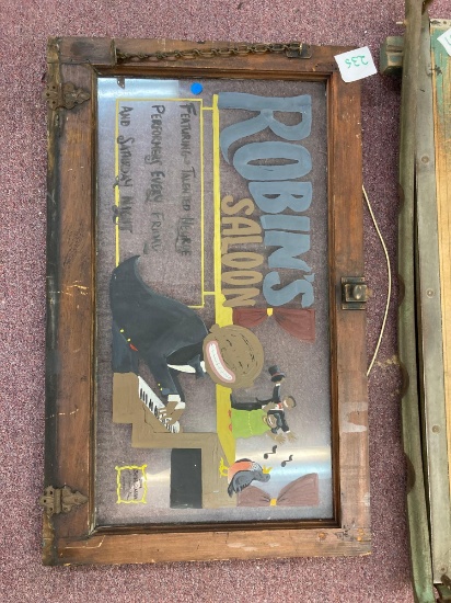 vintage paint on glass saloon sign
