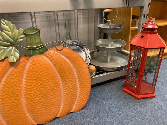 lot holiday decor house decor 3 tier galvanized tray pumpkin christmas lantern
