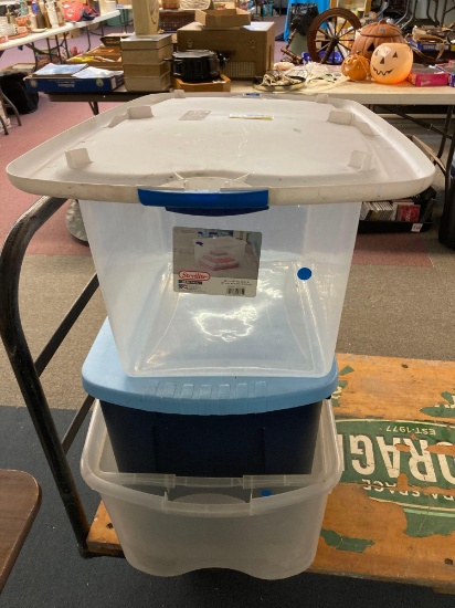 Four Totes one missing lid
