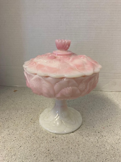 rare Fenton Roselene water lily candy dish