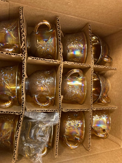 Carnival glass grape pattern punch cups