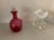 Fenton cranberry coin dot cruet handpainted vase