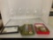 Crate and Barrel wine glasses and large glass vase