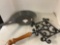 vintage granite ware skillet iron trivet