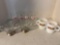 4 vintage PepsiCola glasses sterling base cream and sugar and 2 fire king mugs