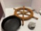 ships wheel Griswold frying pan Kalamazoo fishing reel