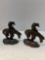 Bronze end of the trail Indian book ends