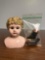 minerva metal doll head with glass eyes made in Germany 6 3/4 inches plus doll boots