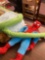 box full of plush toys