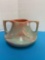 Haeger ART DECO Multi glaze Pink Teal 2 Handled Vase