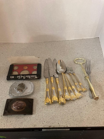 Proof set silverware belt buckles