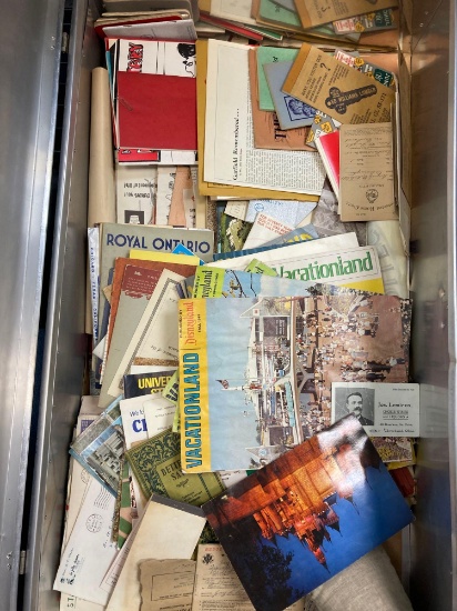 Metal Trunk full of paper ephemera