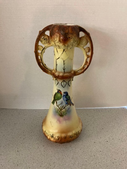 Antique hand painted vase 15 inches tall