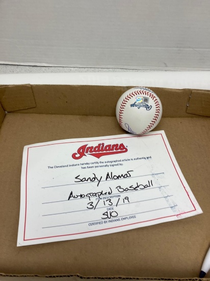 Sandy Alomar autographed baseball 2019 Cleveland Indian?s poster schedule