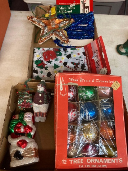 Vintage Christmas ornaments garland etc