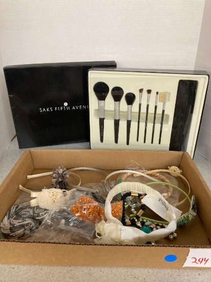 New make up brush set hair items necklaces