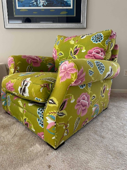 contemporary chair bright lime green flowers