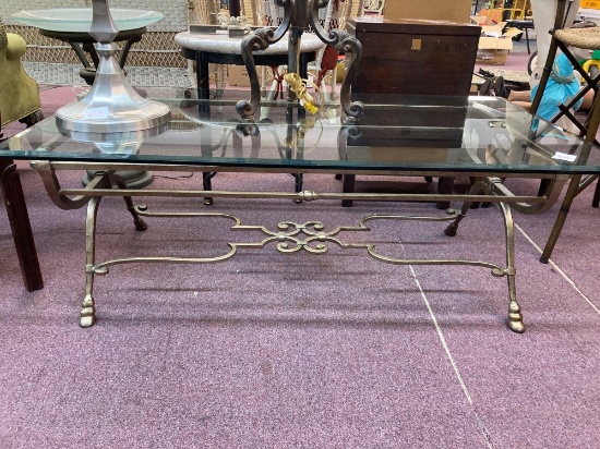 Iron beveled glass coffee table