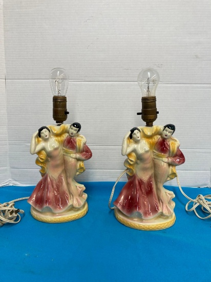 Pair of flamenco dancers lamps working condition