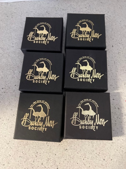 6 P Buckley Moss Society Annual pins in boxes