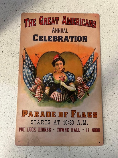 Parade of Flags Annual Celebration tin sign 10x16 inches