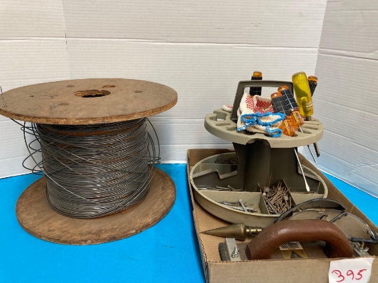 Spool of wire tools bucket gun rack
