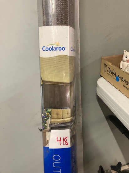 Coolaroo outdoor roller shade Alderwood color