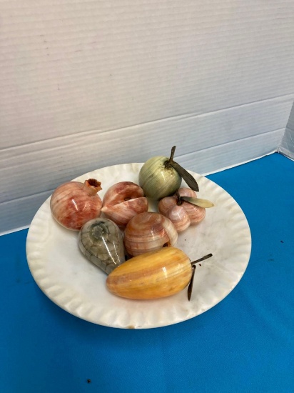 Vintage Marble Fruit in Marble Compote