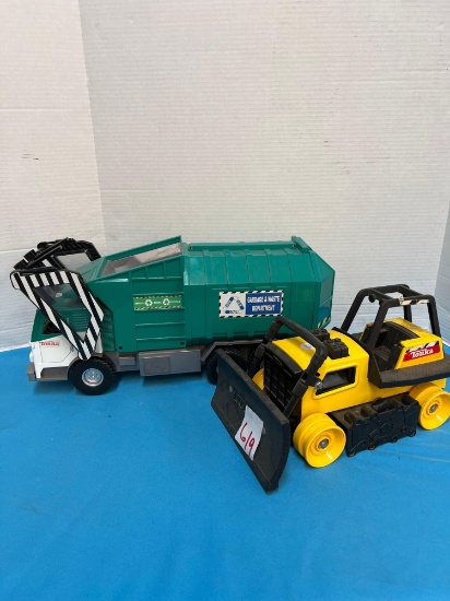 Tonka bulldozer and garbage truck