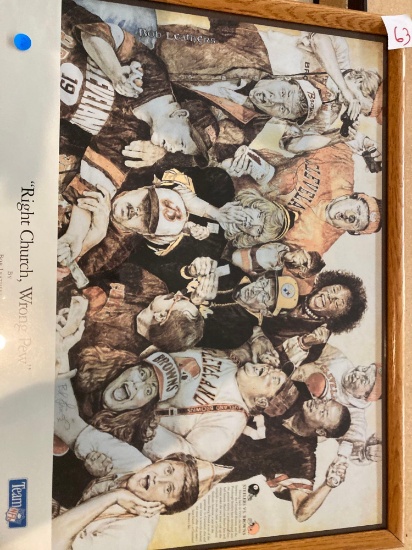 Cleveland Browns Pittsburgh Steelers right church wrong pew by Bob leathers framed art