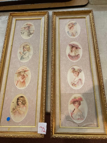 framed art Victorian ladies and girls