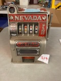 Vintage cast aluminum mini slot machine bank