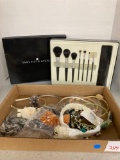 New make up brush set hair items necklaces
