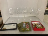 Crate and Barrel wine glasses and large glass vase