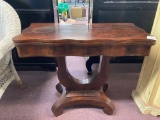 antique flame mahogany card table fliptop