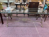 Iron beveled glass coffee table