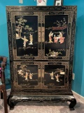 Black lacquer Asian design cabinet