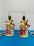 Pair of flamenco dancers lamps working condition