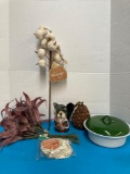 Fall decor ceramic covered dish