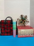 3 thermoses in case 12 days of Christmas glasses Tupperware