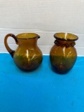 Art glass pitcher and vase