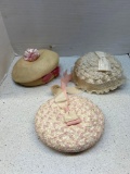 three vintage girls hats