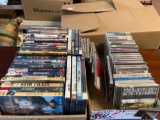 flat of DVDs and flat of cds