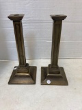 Pair of brass candleholders