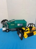 Tonka bulldozer and garbage truck