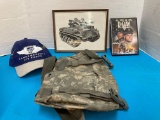 Military hat picture dvd and knapsack