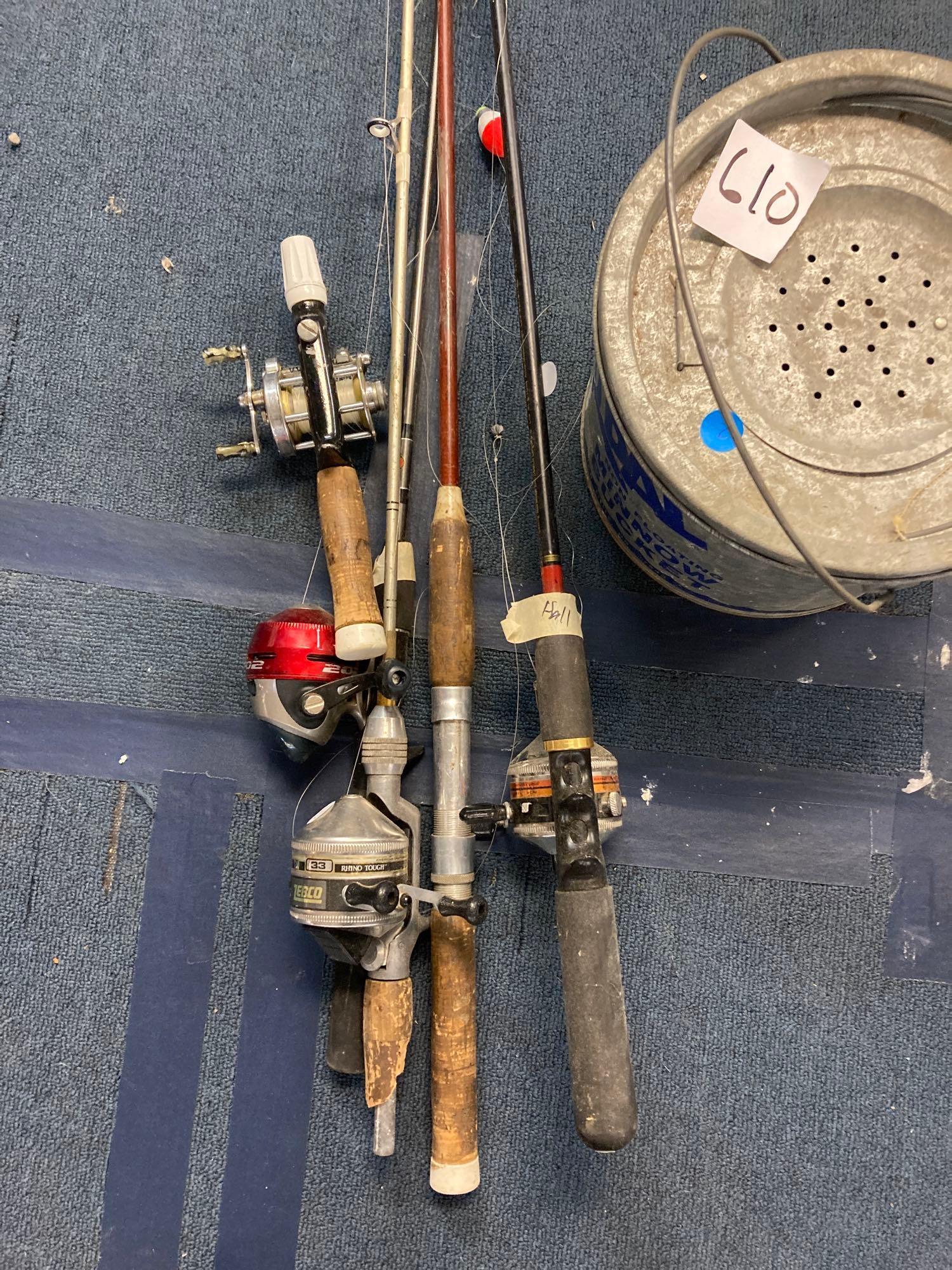 Old pal minnow bucket fishing rods and reels