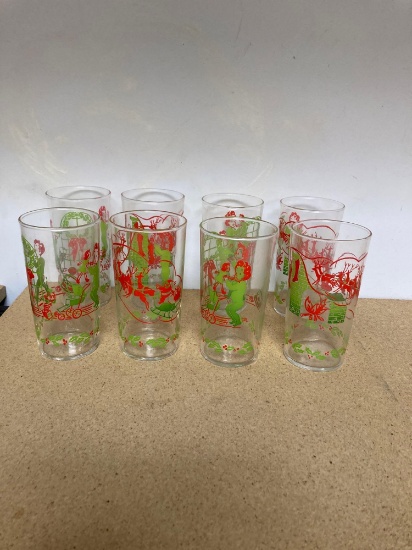 1950s MCM Christmas glasses set of 8 | Online Auctions | Proxibid