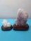 2 crystal formations on wooden bases