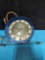 Telechron blue glass mirror chrome clock art deco